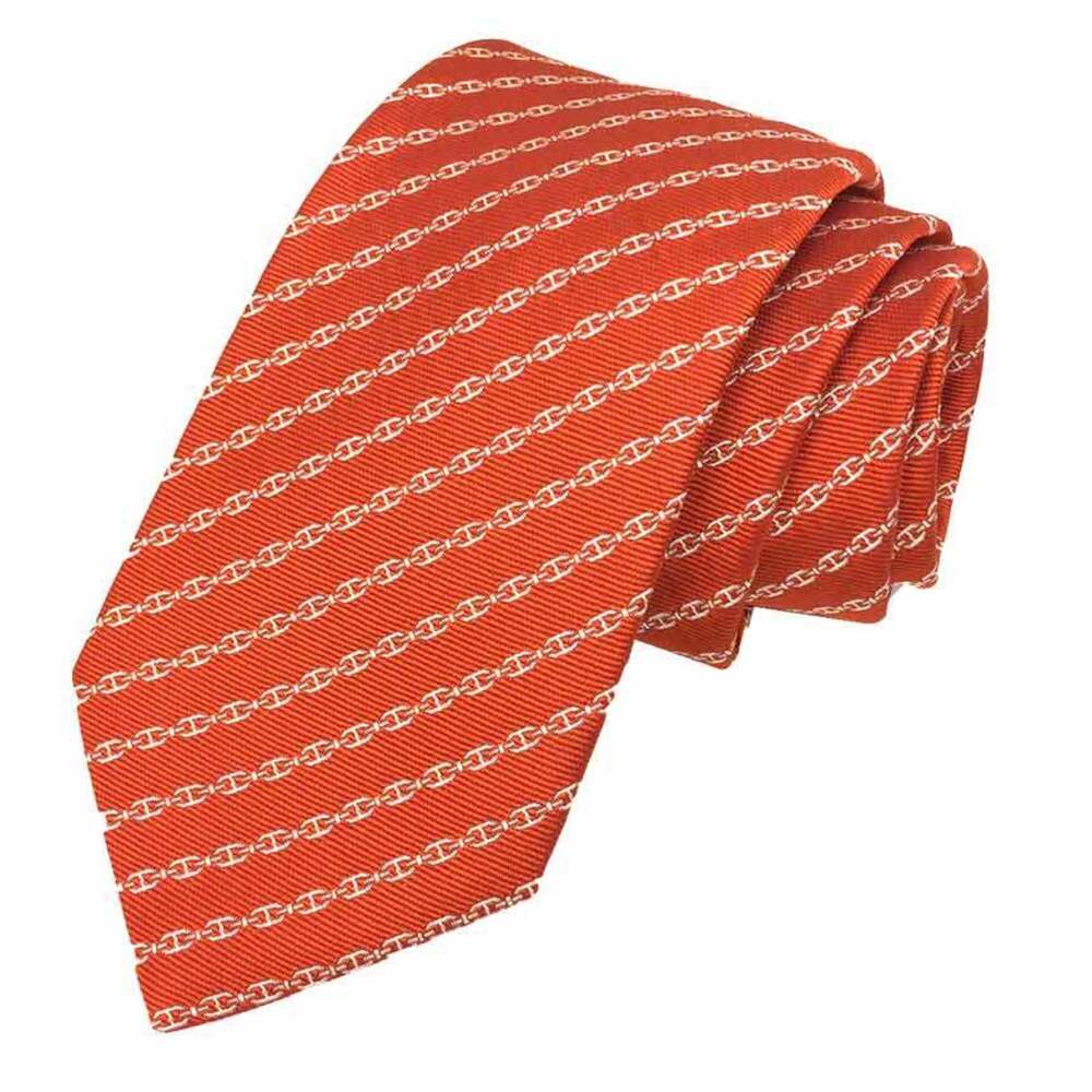 Hermes HERMES Necktie SOIE LOURDE 7CM JETEZ L'ANCRE H339398T 07 Chaine d'Ancr...